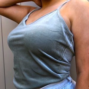 garage green stain tank top